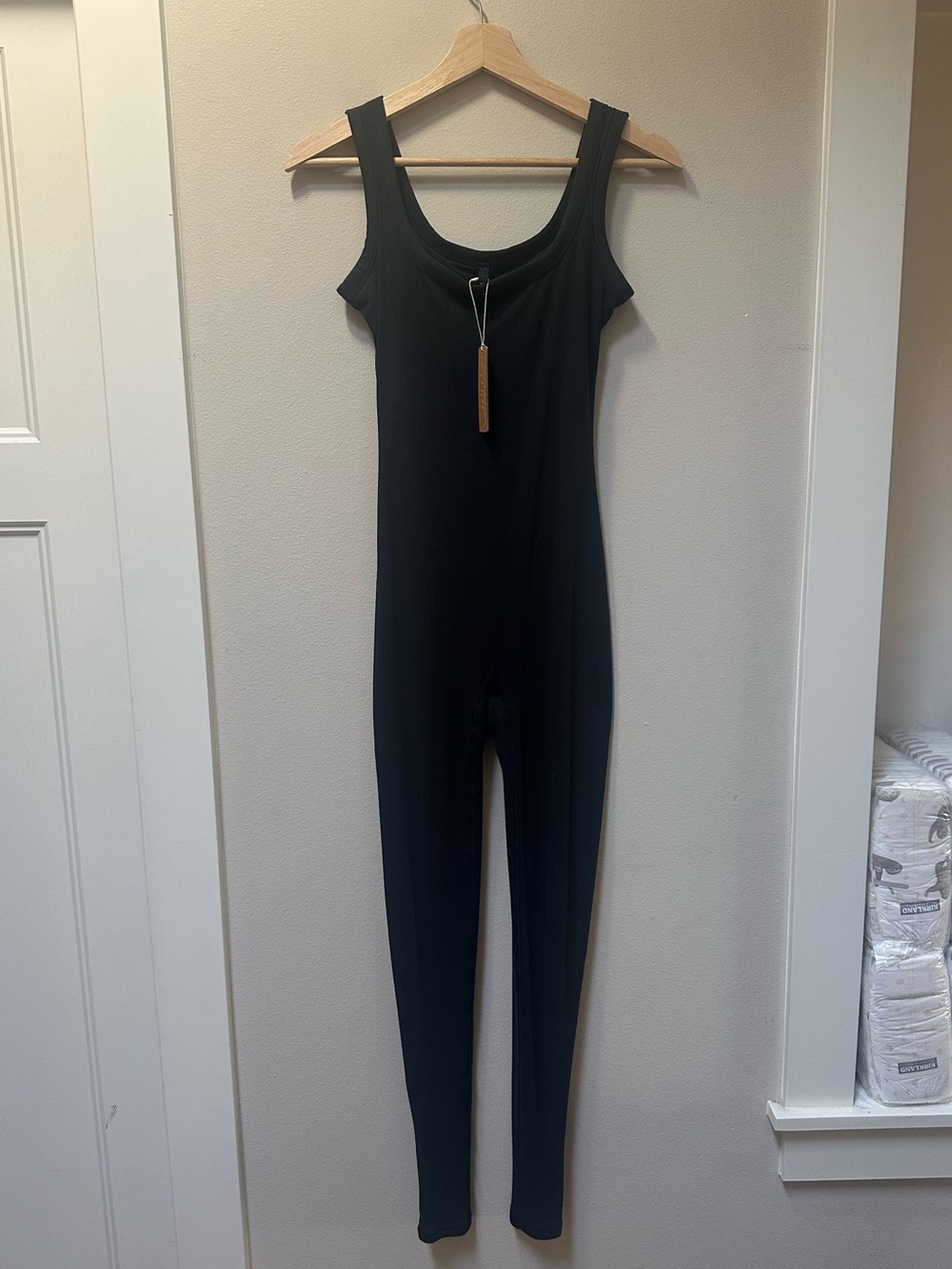 Skims Long Cotton Ribbed Onesie